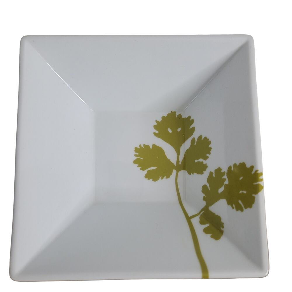 Cooks JCPenney Home Collection Soup Bowl Green White‎ Porcelain Square